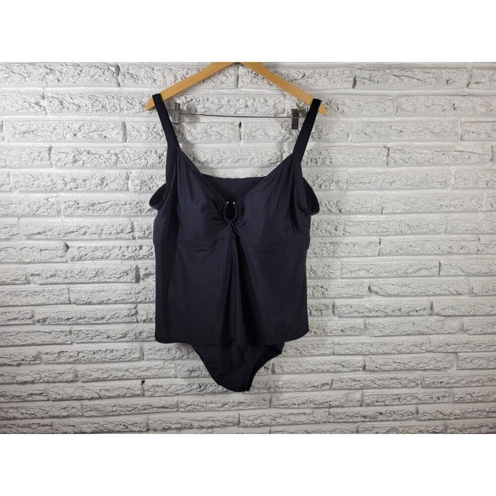 Sand n Sun Women's 3X Plus Size One Piece Swimsuit Black Lined Nylon BLA79E